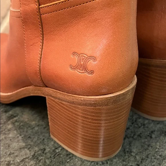 Celine Mid-Calf Boots in Cognac Leather - Picture 6 of 10